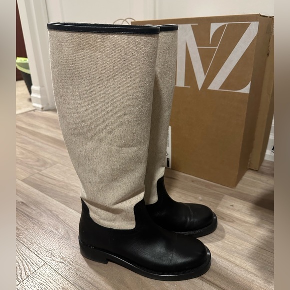 Zara Combined Leather Knee High Boots - Picture 4 of 6